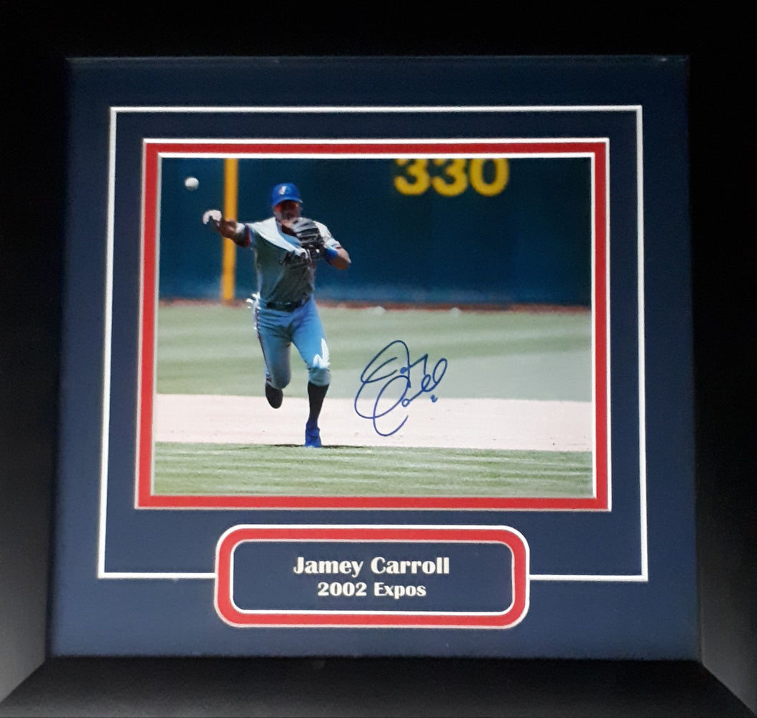 Montreal Expos picture; signed by Jamey Carroll